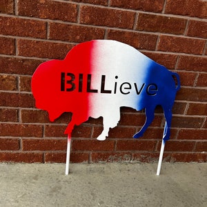Jumbo Steel &#39;Billieve&#39; Buffalo Lawn Ornament / Let’s Go Buffalo / Billieve / Garden Decor / Metal  Art / Buffalo Bills / Bills Mafia