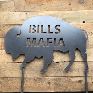 Jumbo Steel 'Bills Mafia' Buffalo Lawn Ornament / Garden Decoration / Garden Decor / Metal  Art / Buffalo Love / Lawn Stakes