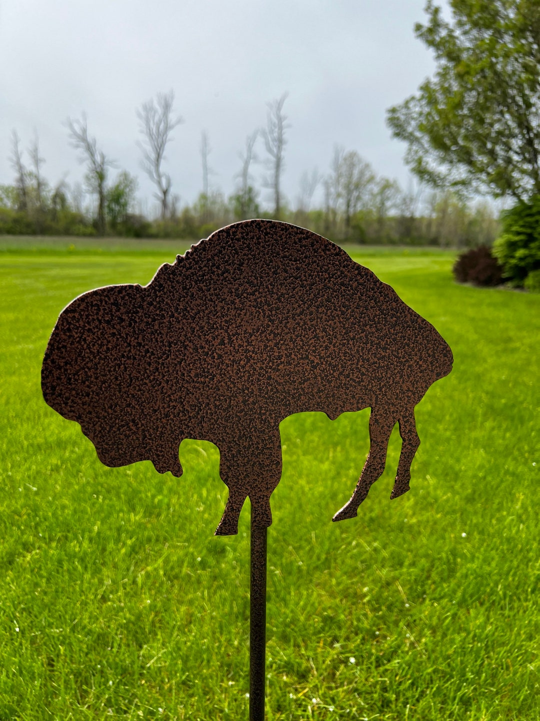Steel Buffalo Yard Art / Garden Stake / Garden Decoration / Buffalo