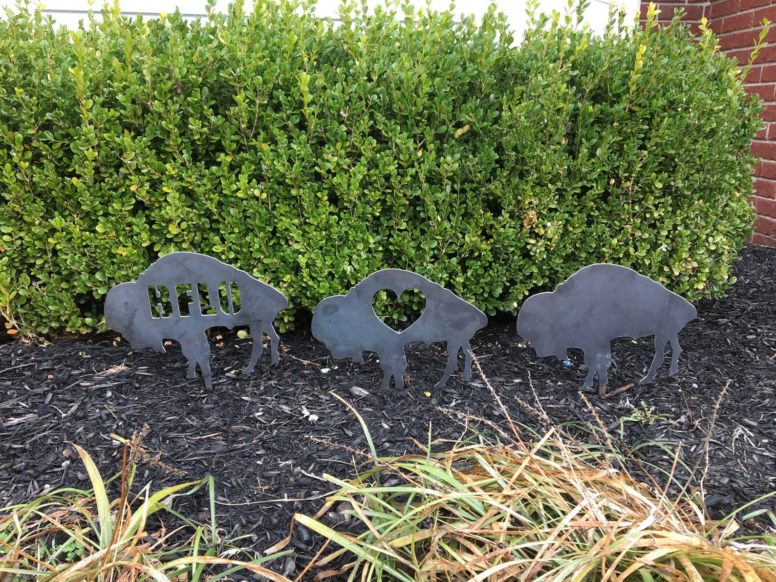 Industial Lawn Art / Steel Buffalo Lawn Stake / Garden Art / Etsy