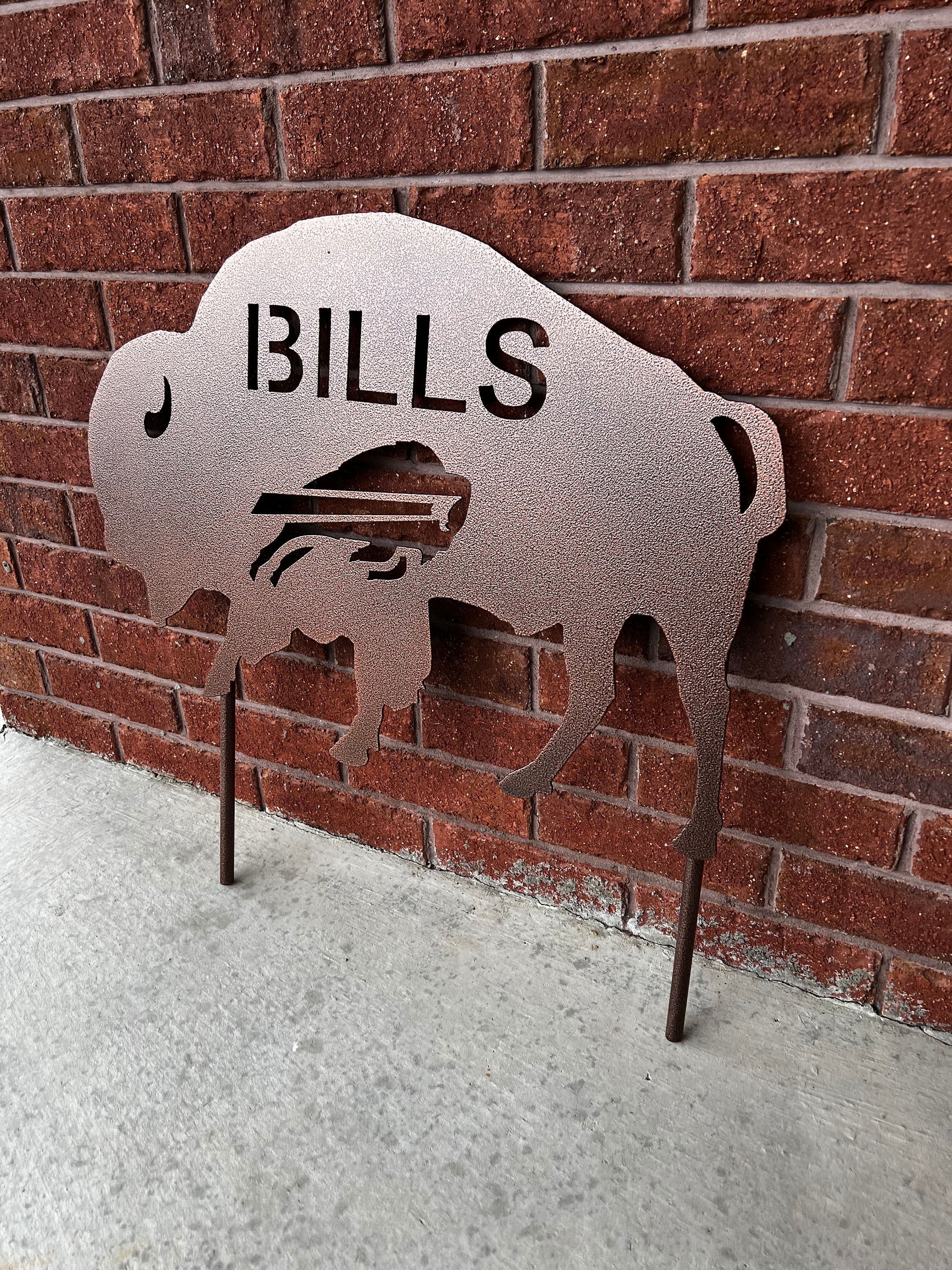 Jumbo Metal 'bills' Lawn Sign / Steel Buffalo Garden Stake / Metal