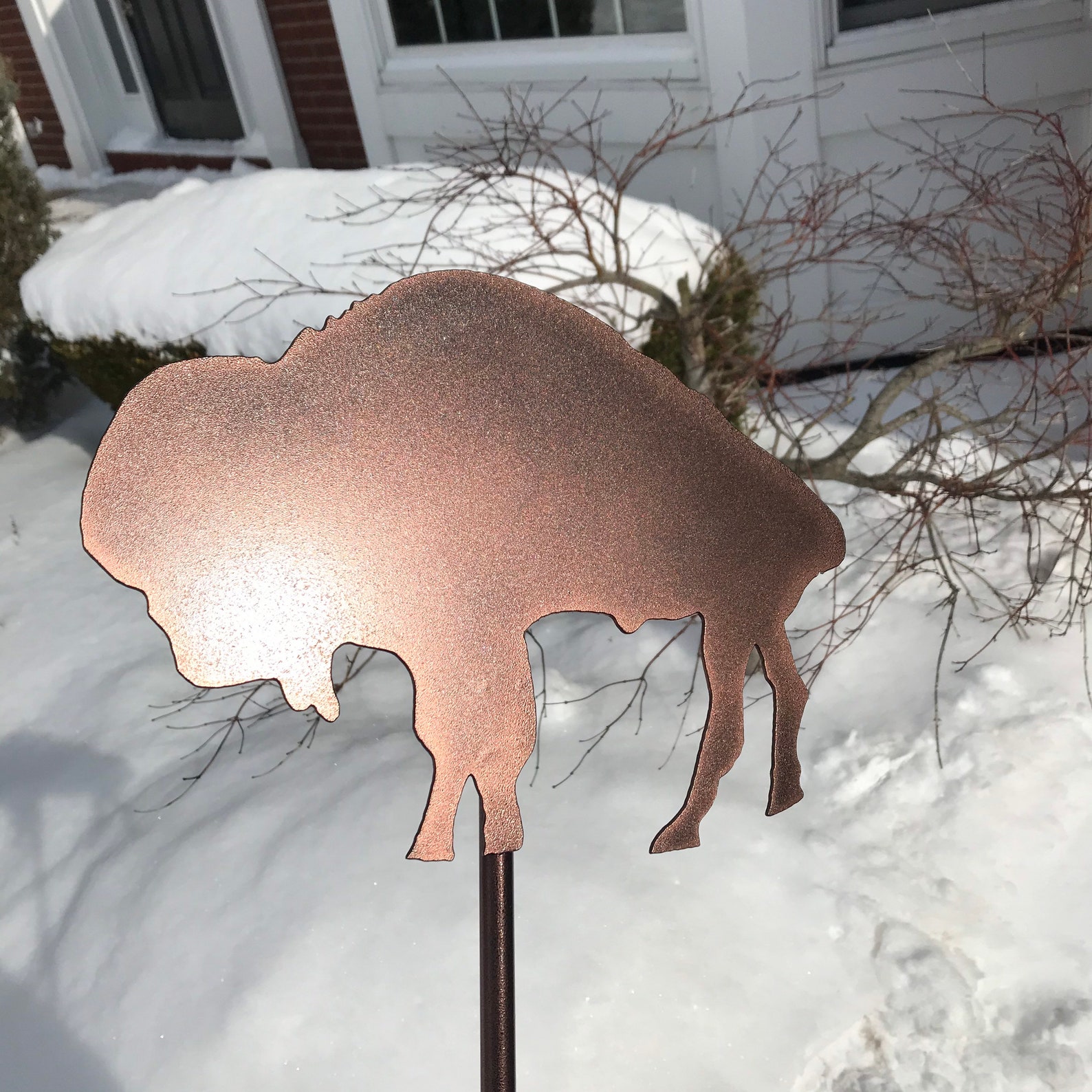Steel Buffalo Yard Art / Garden Stake / Garden Decoration / Buffalo