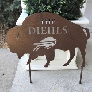 Personalized House Number Buffalo Lawn Sign / Steel Buffalo Garden Stake / House Numbers / Garden Decor / Buffalo Bills / Bills Mafia