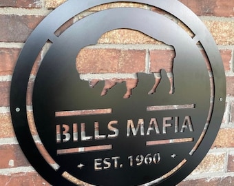 Bills Mafia Steel Sign, Buffalo Wall Art, Man Cave Decor
