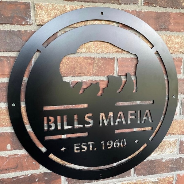 Letrero de acero de Bills Mafia, arte mural de búfalo, decoración para el hogar