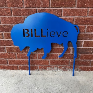 Jumbo Steel &#39;Billieve&#39; Buffalo Lawn Ornament / Let’s Go Buffalo / Billieve / Garden Decor / Metal  Art / Buffalo Bills / Bills Mafia