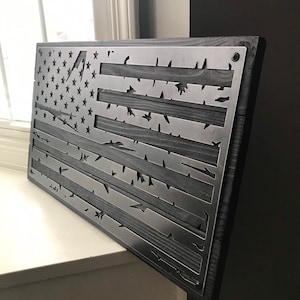 American Flag Wall Art / Tattered Steel American Flag Art / Industrial Sign / handmade/ Sign / ManCave / Wall Art / USA / Flag