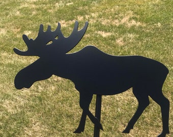 Steel Moose Lawn Stake / Garden Art /Metal Moose