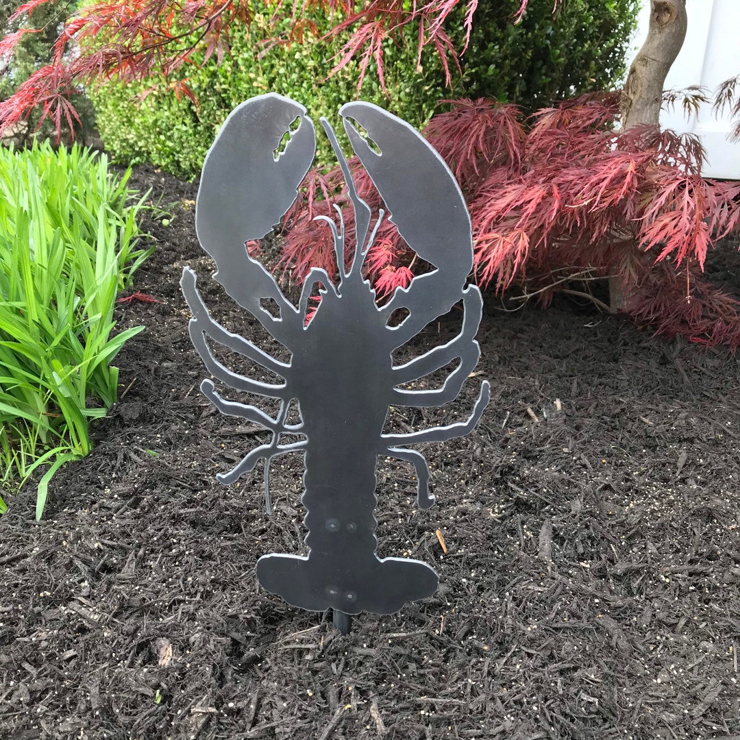 Lobster Lawn Stake / Steel Lawn Ornament / Garden Stake / Garden Art