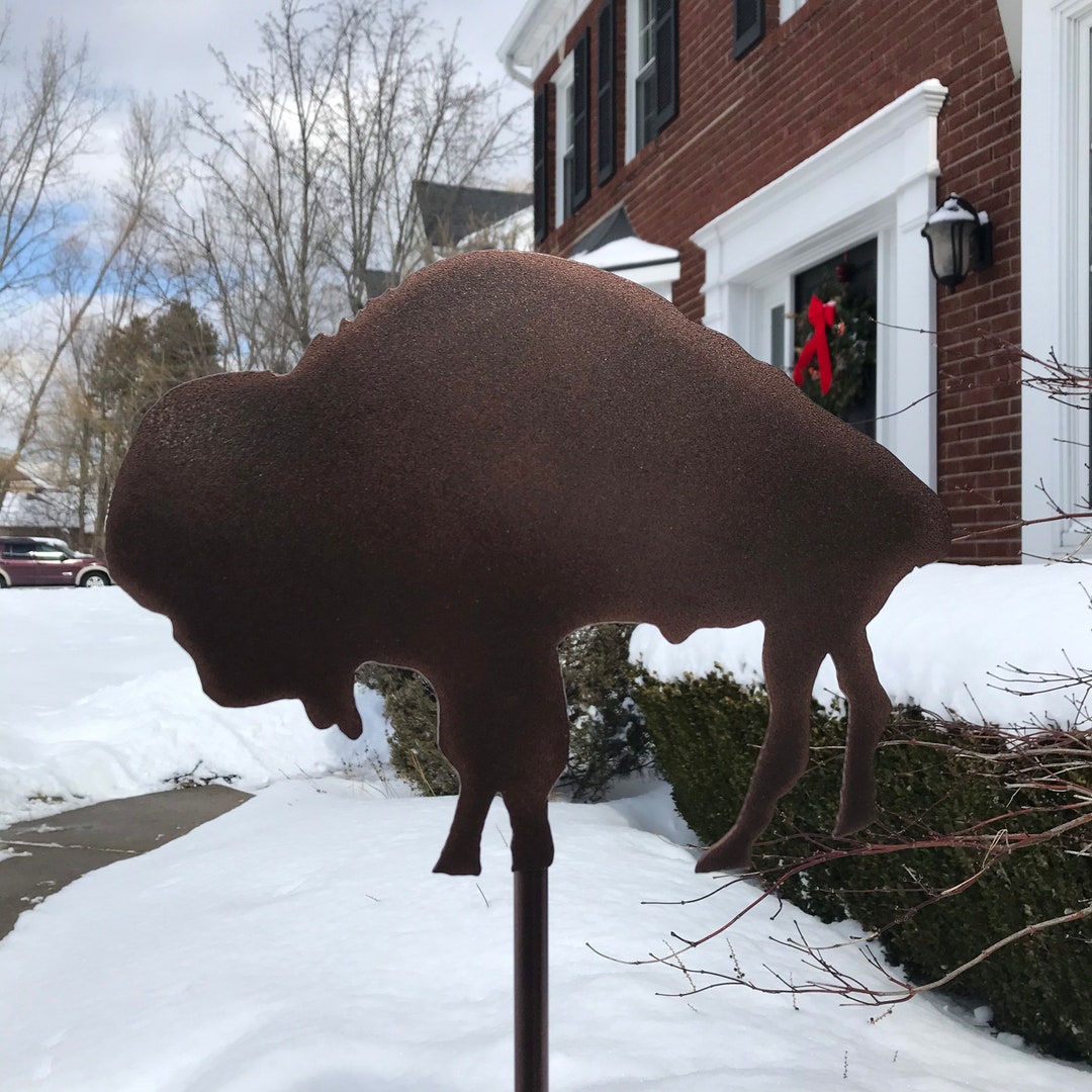Steel Buffalo Yard Art / Garden Stake / Garden Decoration / Buffalo