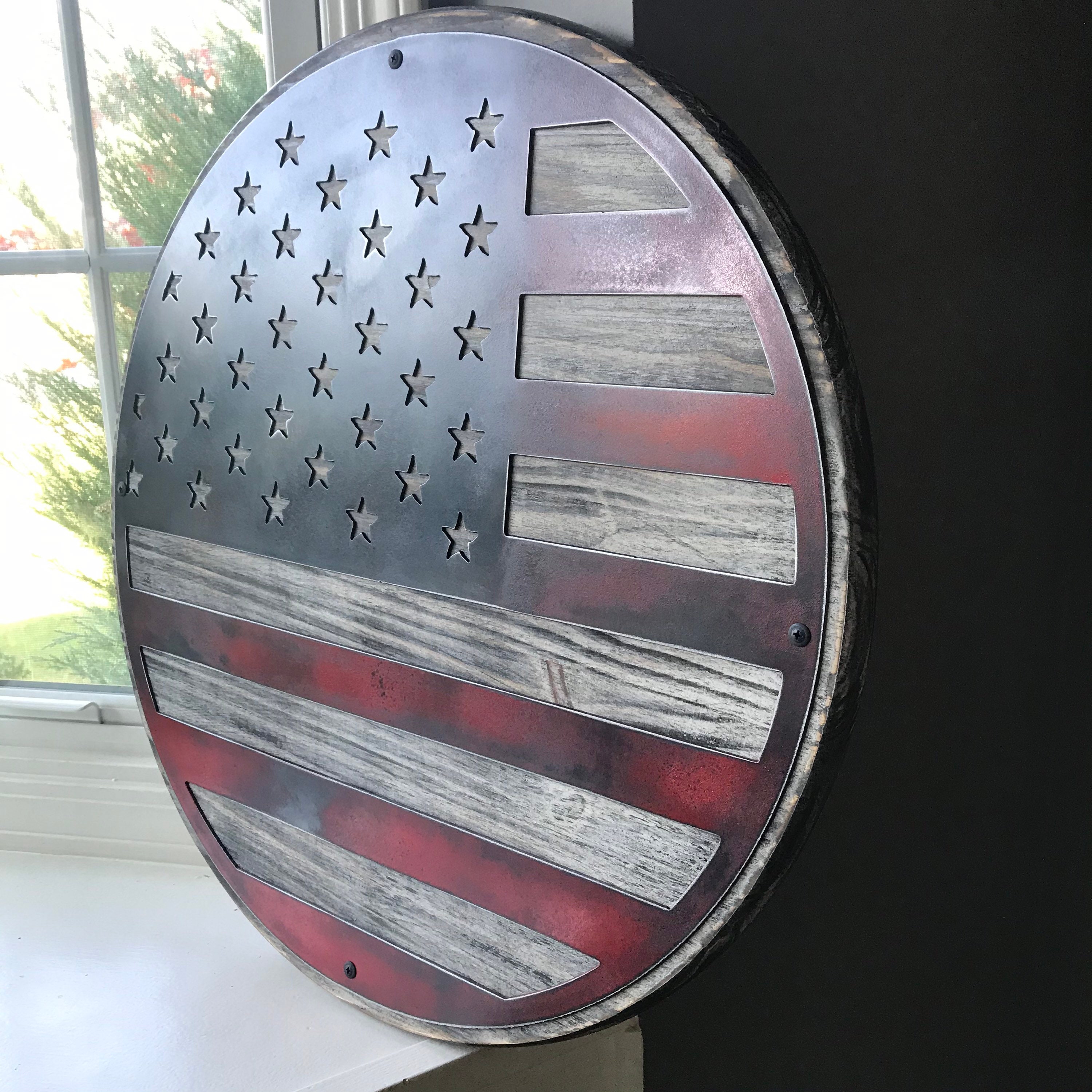Steel American Flag Wall Art / Rustic Wall Decor / Patriotic Etsy UK