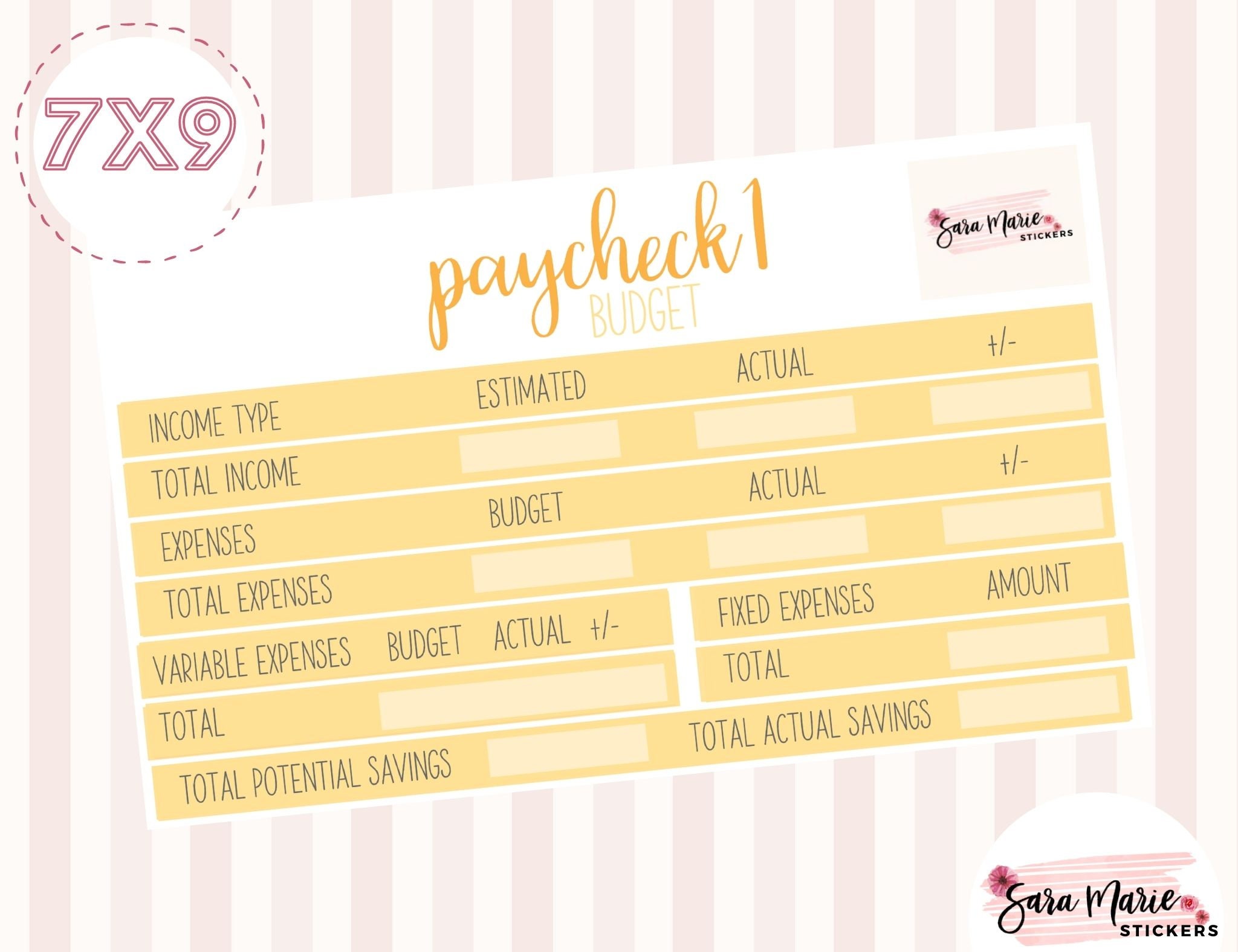 August Budget Kit - Paycheck 1