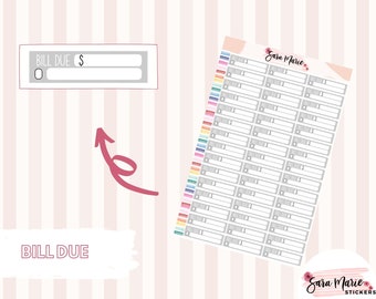 Neutral - Bill Due Planner Stickers