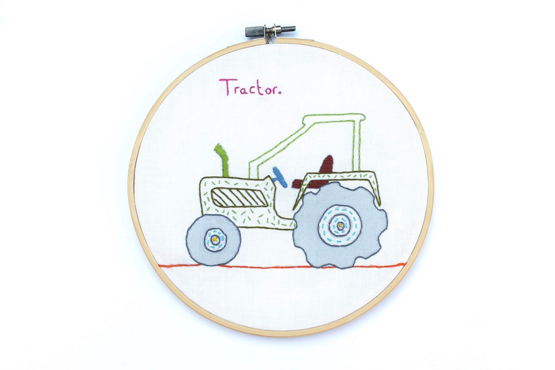 Tractor Hand Embroidery Kit, Stitch, Sewing, Needlepoint, Gifts for Him, Tractor Craft, Tractor