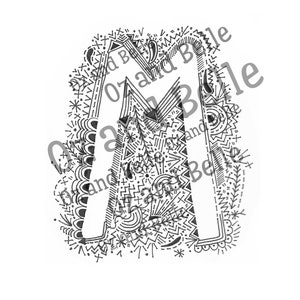 M digital download, embroidery pattern, typography, letters, initials, pdf pattern, embroidery, stitch, decor, alphabet, wall art