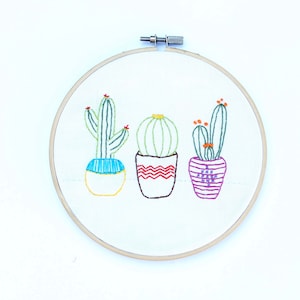 cactus embroidery kit, gifts, succulent sewing, modern stitch, hand embroidery, easy embroidery, kids crafts, letterbox gifts