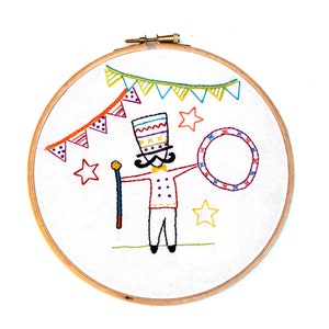 DIY circus ringmaster hand embroidery kit, stitch kit, craft kit, sewing kit, decor, letterbox gifts, wall decor