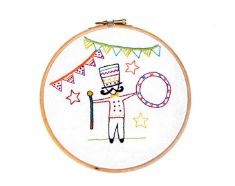 DIY circus ringmaster hand embroidery kit, stitch kit, craft kit, sewing kit, decor, letterbox gifts, wall decor