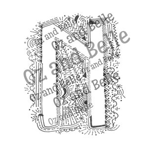 N digital download, embroidery pattern, typography, letters, initials, pdf pattern, embroidery, stitch, decor, alphabet, wall art