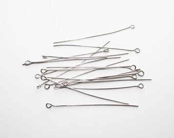 Packet 275 Platinum Plated Iron Round Eye Pins 0.7 x 40mm HA02185
