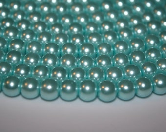 Light Blue Glass Pearls - 12mm - 35ct