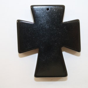 Cross Black Howlite Cross Bead, Pendant - 42x48mm - 1ct - #081