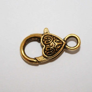 Gold Brass Lobster Heart Large Claw Clasps, - 25x12mm - 5ct - #662
