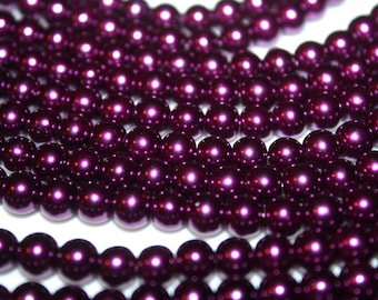 Glass Pearls Purple Wine Beads - 12mm - 34ct