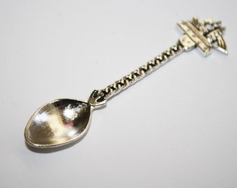 Spoon charm, Antique Silver, Lead Free Pewter,  Collector Souvenir, - 68x16mm - 6 pcs per pack - # 100