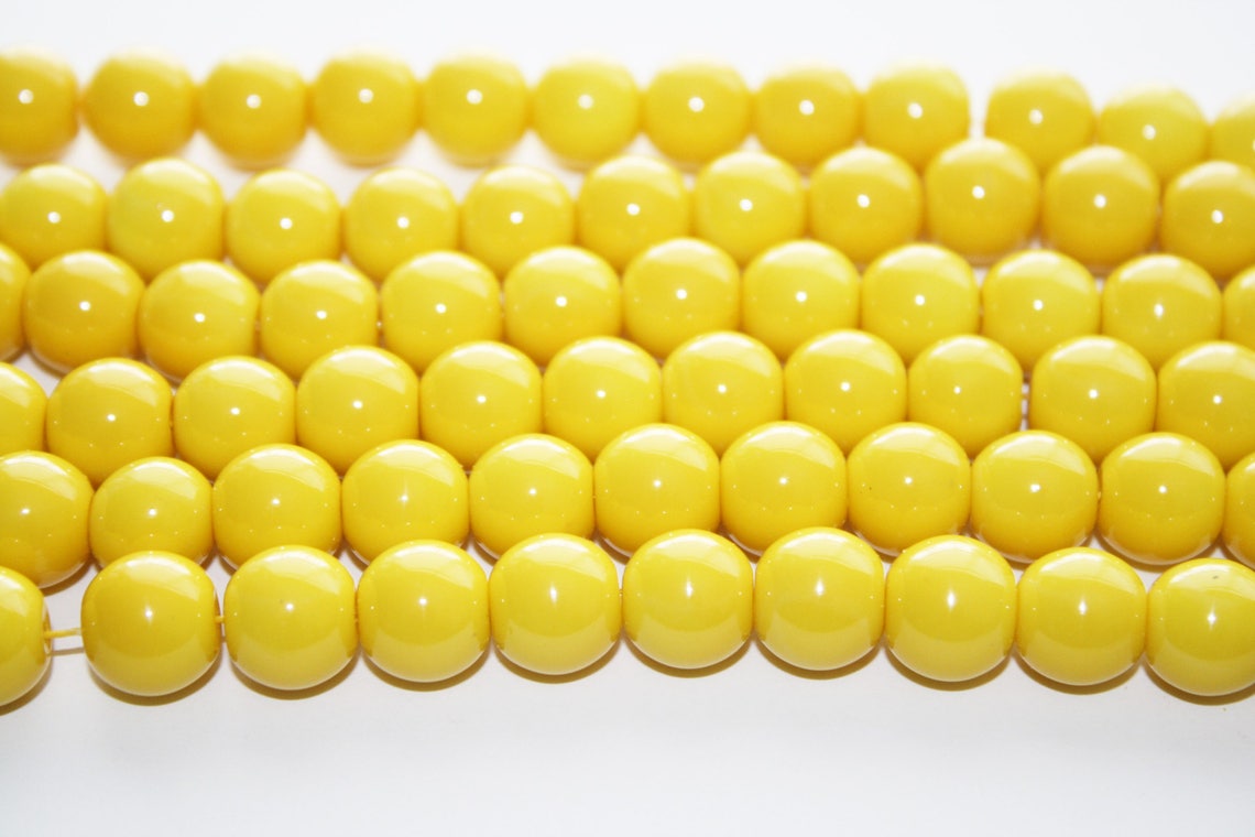 Yellow Glass Beads 12mm 34ct D239 Etsy Italia
