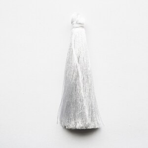White Tassels, Tassel Charms, Tassel Pendant, Tassel Key Chain- 3ct - 73mm - #133