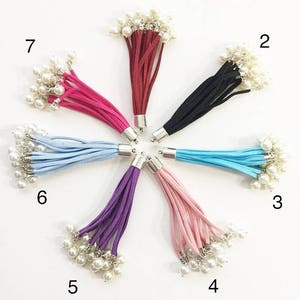 Leather Tassels, Charms, Pendant, Key Chain, Tassels With Beads -1ct - 4.25 inchs Long - #732
