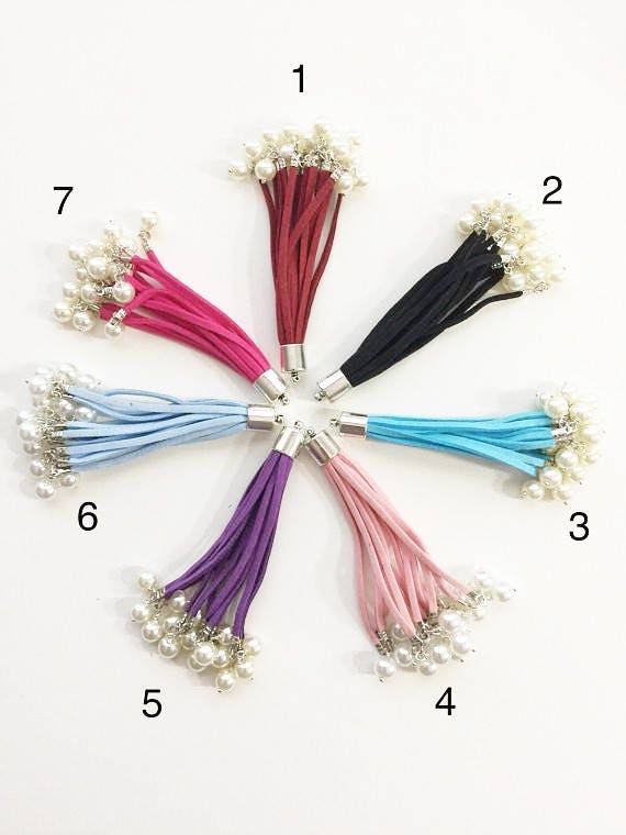 Leather Tassels, Charms, Pendant, Key Chain, Tassels With Beads 1ct 4.25  Inchs Long 732 