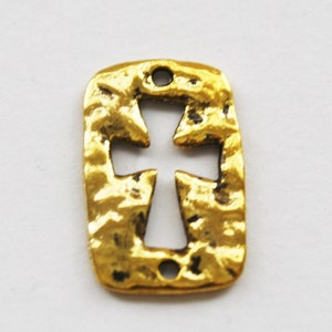 Cross Charms, Cross Pendant, Cross Dog Tag Style Chrams, Gold Cross - 22x14mm - 20ct - #362