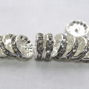 Rondelle Clear Spacer Silver Tone Rhinestone Bead - 8mm - 50ct - #176