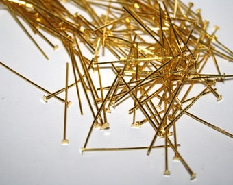 Gold Headpins - 30mm - 100 pcs - 21 Gauge - #053