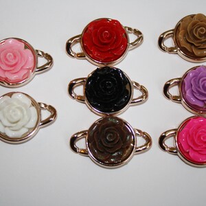 Rose Bead Connector, Clasp, Multi Color, Plastic - 10ct - 36x23mm - #358