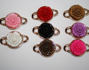 Rose Bead Connector, Clasp, Multi Color, Plastic - 10ct - 36x23mm - #358