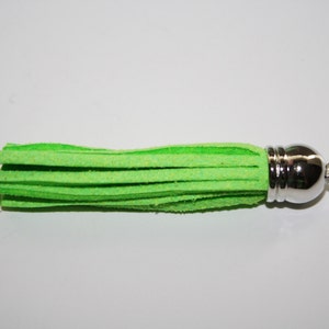 Leather Tassels Green color Suede Leather Tassels charms pendant - 10ct - 57mm - #331