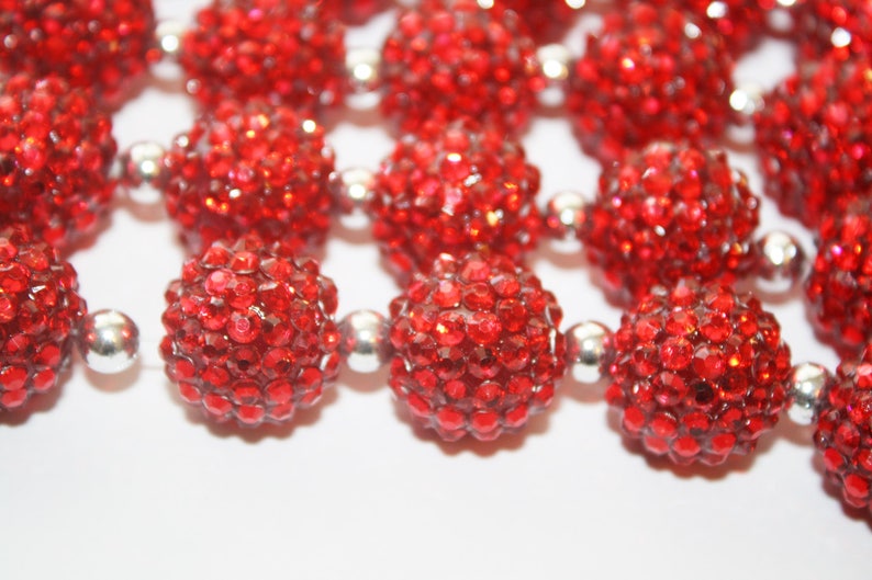 Red, Rhinestone, Resin. Round, Sparking, Chunky, Beads, Christmas Beads ...