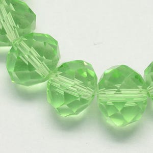 Green, Lime Glass Beads, Faceted Abacus, Pale Green, 8x6mm, Hole - 1mm - 70pcs - D266