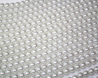 White Glass Pearl Beads - 8mm - 48ct - #164