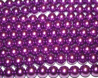 Purple Glass Pearls - 12mm - 35 beads