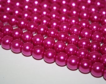 Pink Glass Pearls, Beads - 8mm - 48ct