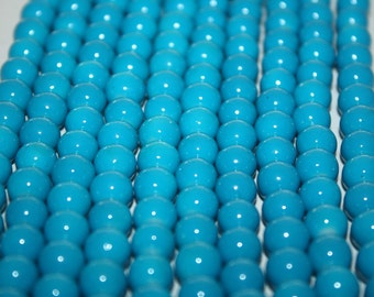 Blue Glass bead, Round Glass beads, Glass beads, Beading Supplies, Jewelry Supplies, Blue Beads, Beads,  8mm 55ct - D097