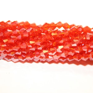 Red Bi cone Crystal, Jewelry Making Beads, Glass Beads, Wholesale beads, Red Rondelle beads, Bead Sale, Red Bi Cone Beads, -4mm-100ct - D184