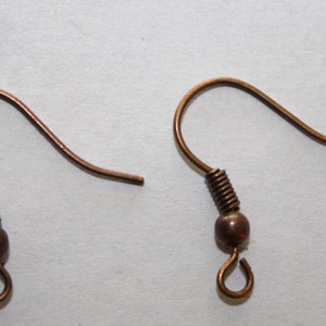 Ear Wire Earrings Hooks - Antique Copper Fishhook Style Ear Wires Earring Hooks - 50ct - #061