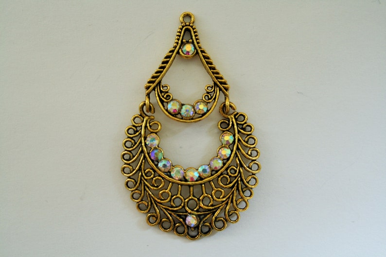 Chandelier Earring Findings Filigree Rhinestone Antique Gold Etsy