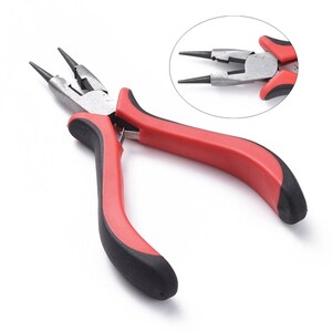 Carbon Steel Jewelry Pliers, Round Nose Pliers, Wire Cutter, Polishing, Gunmetal, 130x65x18mm - #458