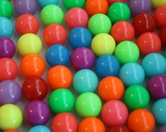 Chunky Acrylic Round Multi Color Beads - 20mm - 18ct - D207